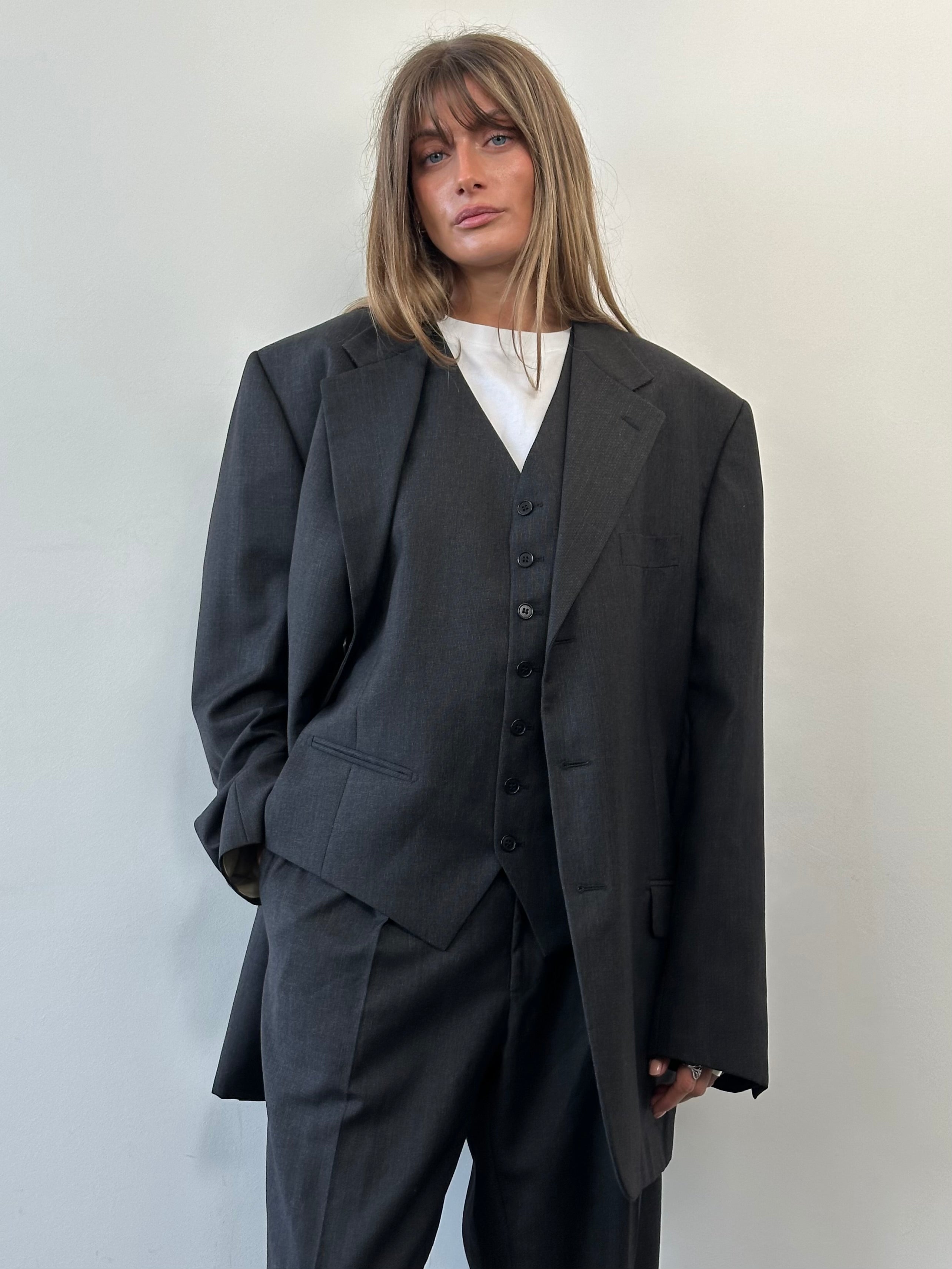 SYLK Pal Zileri Pure Wool Single Breasted Three Piece Suit   46R W34