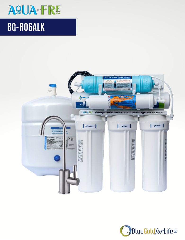 BLUE GOLD FOR LIFE INC AquaFre 6 Stage Under Sink Alkaline Reverse Osmosis Water purifier (BG RO6ALK)