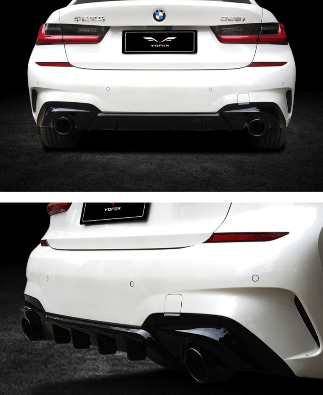 Yofer USA V2 Rear Diffuser for BMW 3 Series 330i G20 G21 Pre LCI 2019 2022 ABS