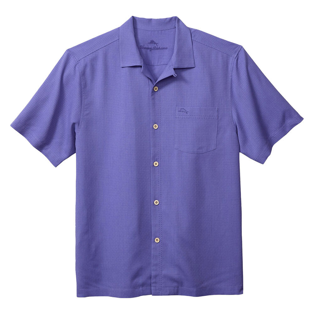 TOMMY BAHAMA MENS Tommy Bahama Big & Tall Coastal Breeze Check Camp Shirt   Peri Lavender