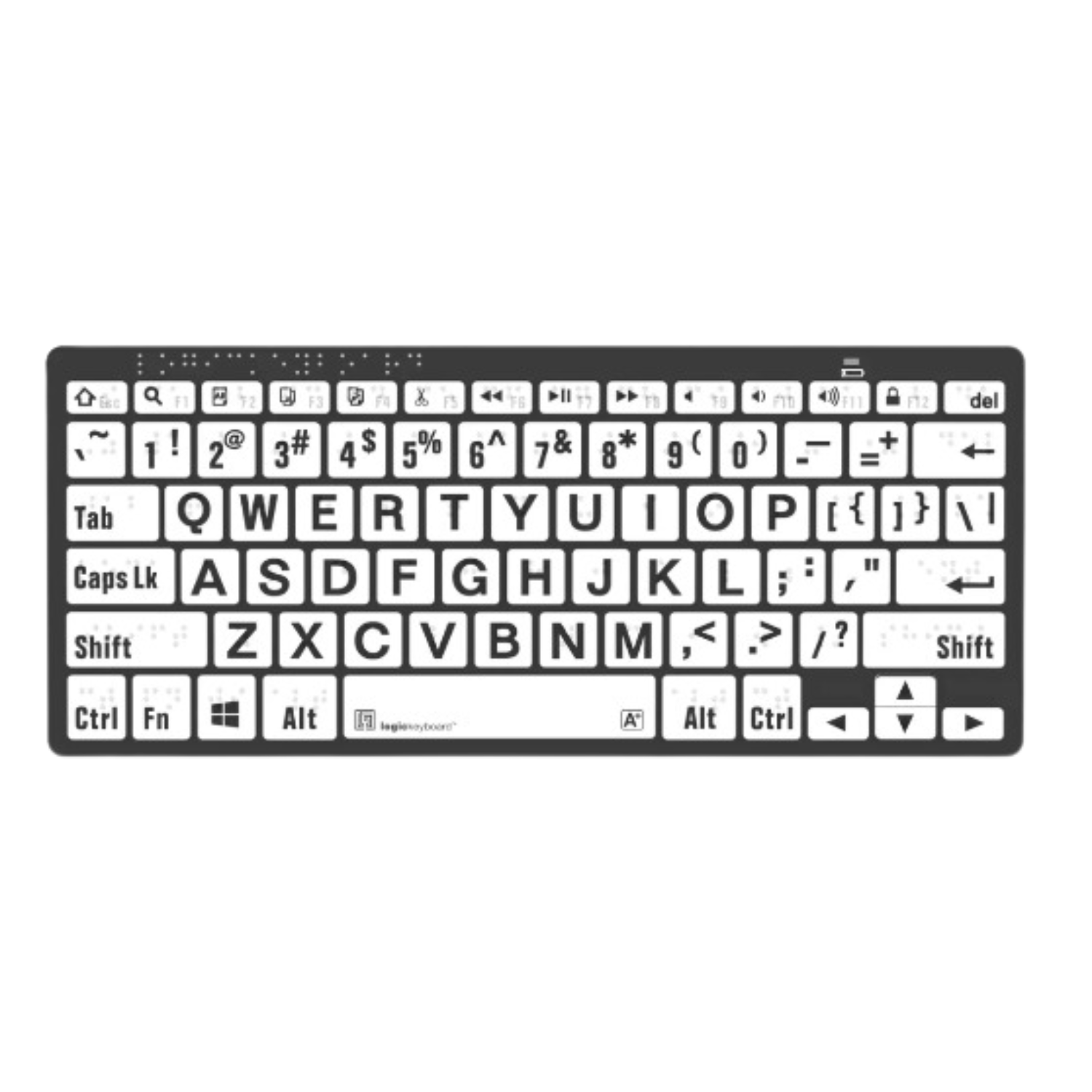 LOGICKEYBOARD Braille & LargePrint Black on White Bluetooth Keyboard   PC