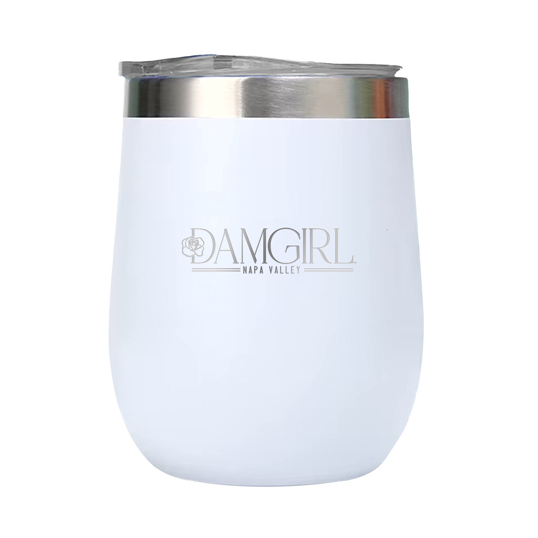 SIGMA DELTA TAU   DAMGIRL 12oz Double Wall Stainless Steel Wine Tumbler with Lid