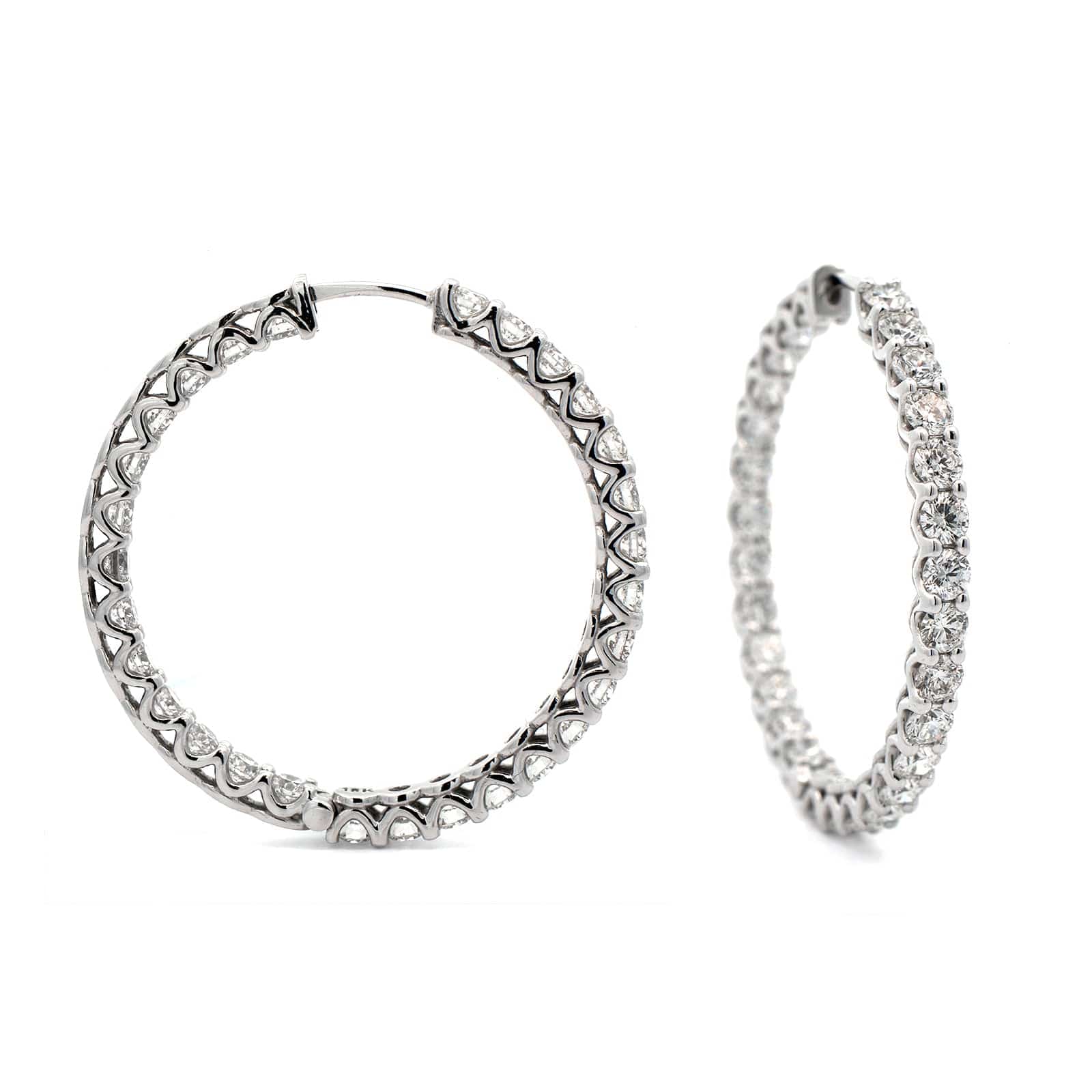 LONG'S SIGNATURE COLLECTION 18K White Gold Diamond Hoop Earrings