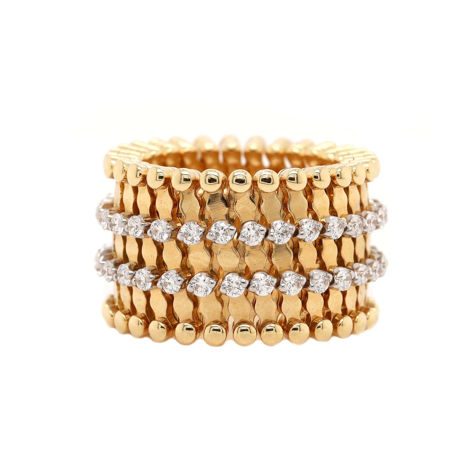 SERAFINO CONSOLI 18K Yellow and White Gold Adjustable Diamond Ring or Bracelet
