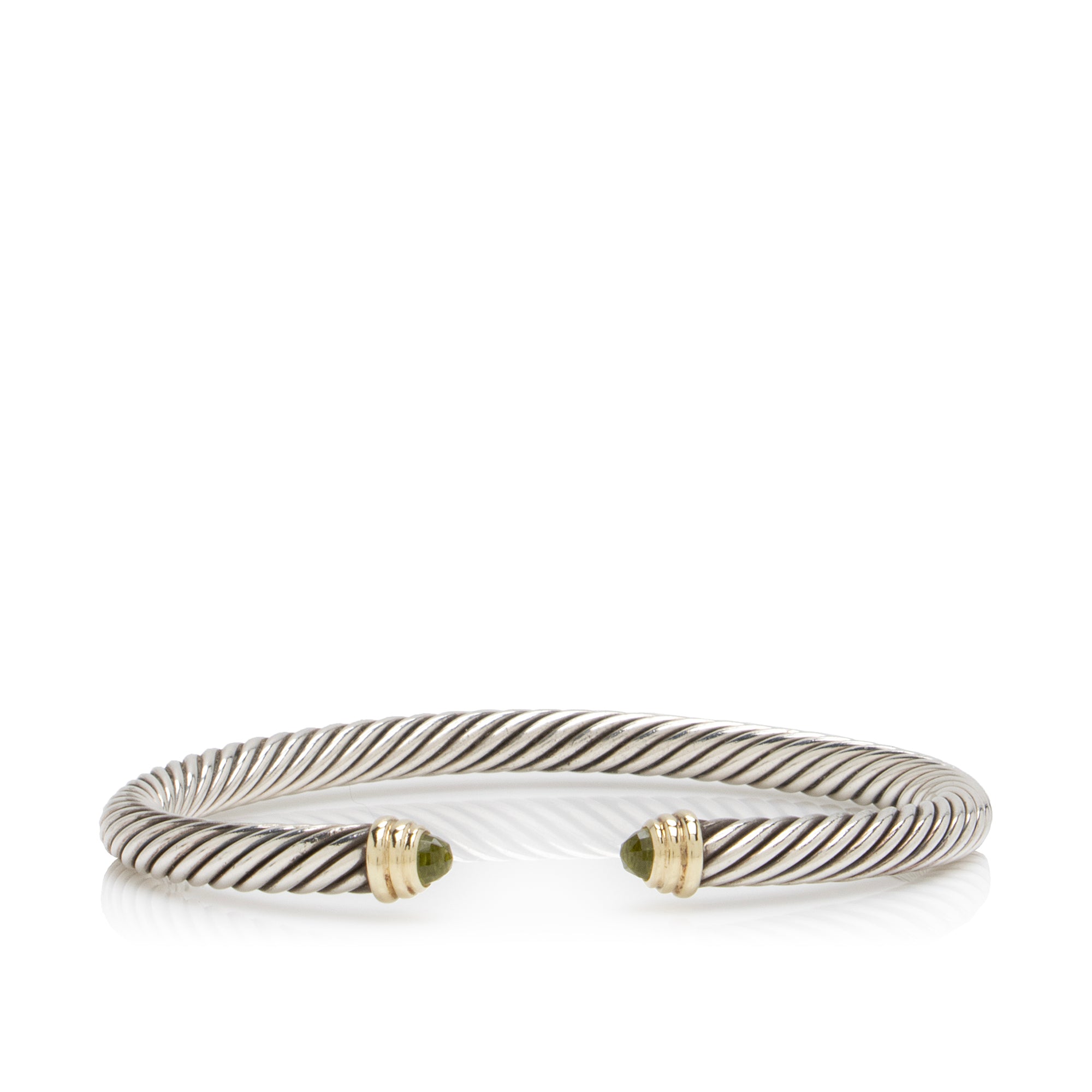 David Yurman 14k Yellow Gold Sterling Silver Peridot Cable Classics 5mm Bracelet (SHF 23629)