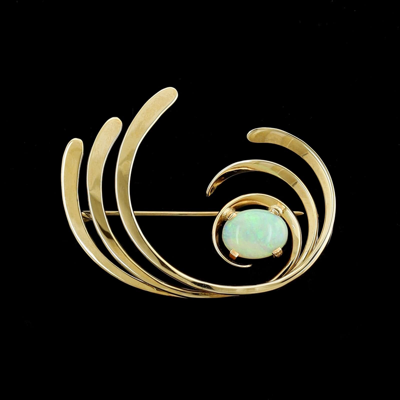 ESTATE TOM KRUSKAL Tom Kruskall 14K Yellow Gold Estate Opal Pin