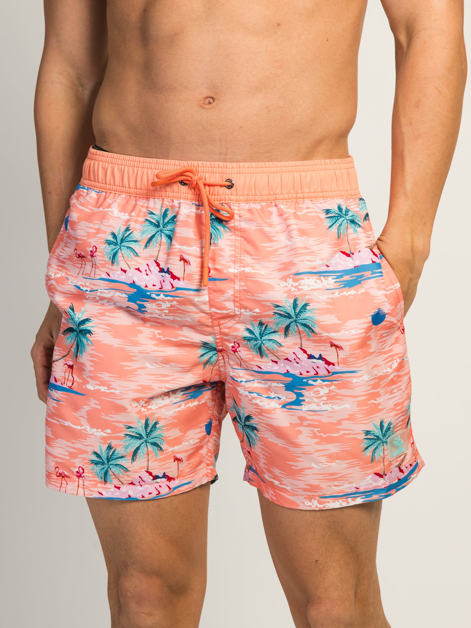 ISLAND HAZE ISLAND PALM 5IN VOLLEY SHORT   PEACH