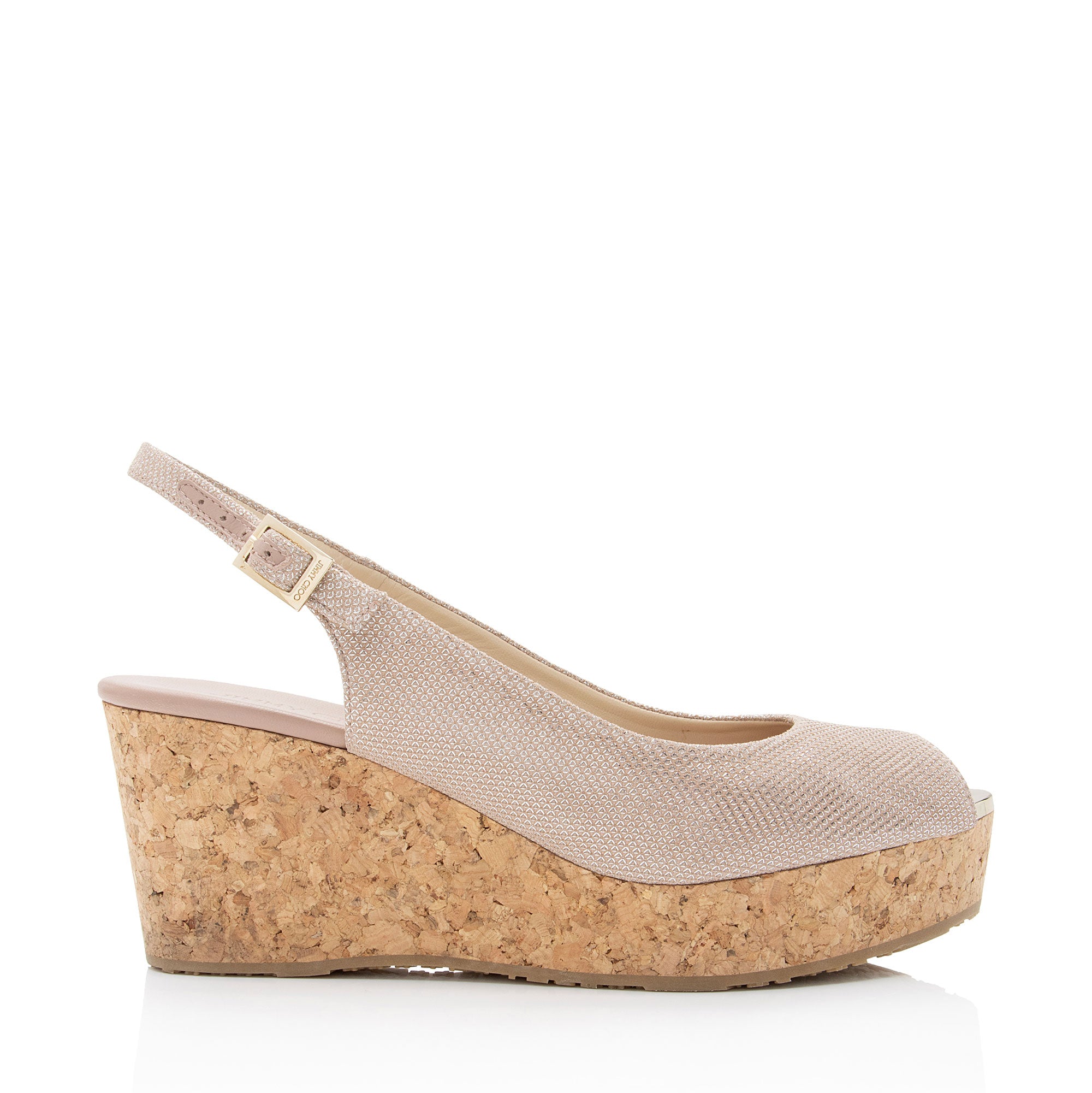 Jimmy Choo Lame Praise Platform Wedge Slingback Sandals   Size 9.5   39.5 (SHF 4SJ945)