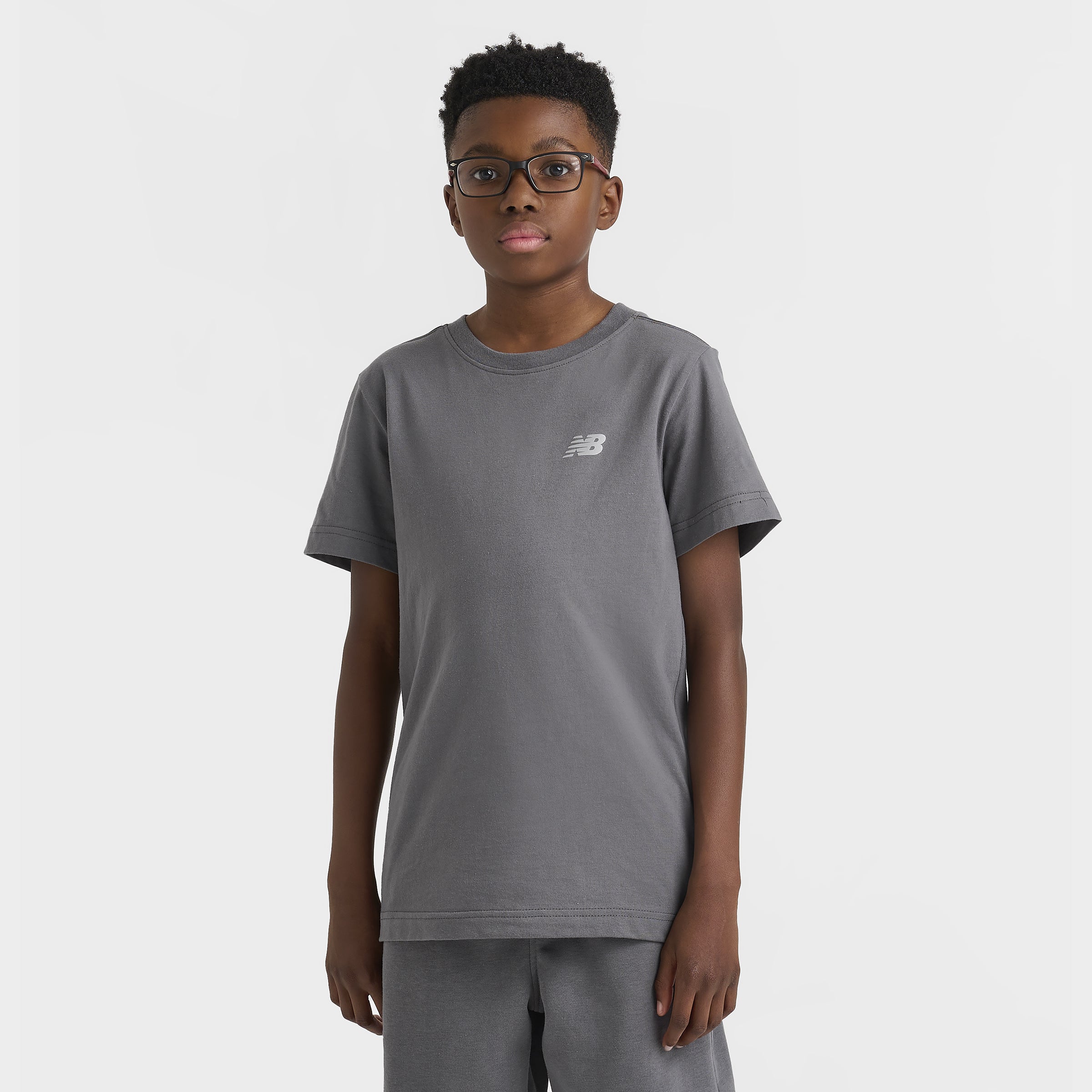 New Balance Junior Boys' Linear Logo Back Hit Tee   Castle Rock