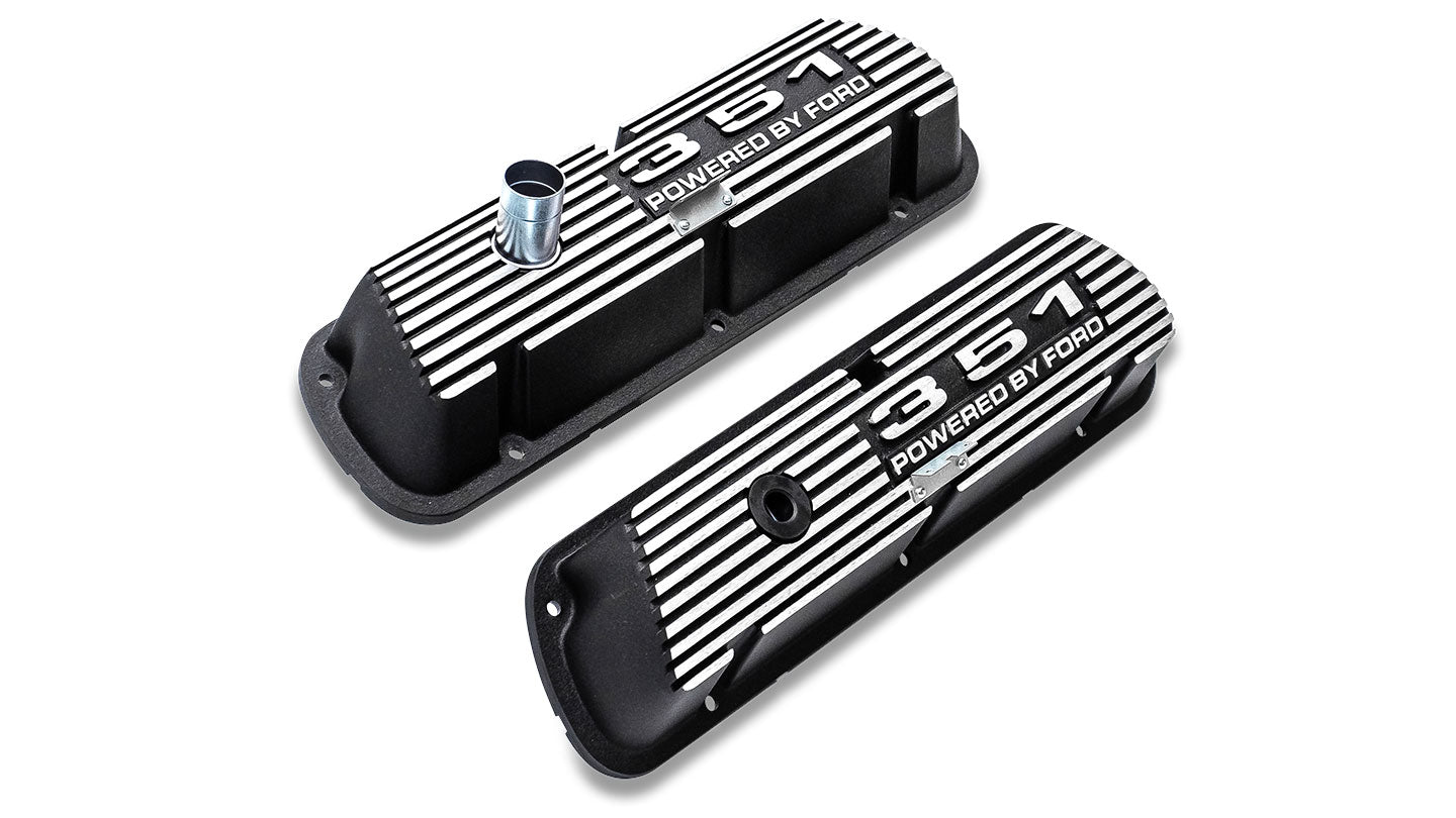 TOMS OFFROAD Aluminum Valve Covers   Black w/351 Engine Script