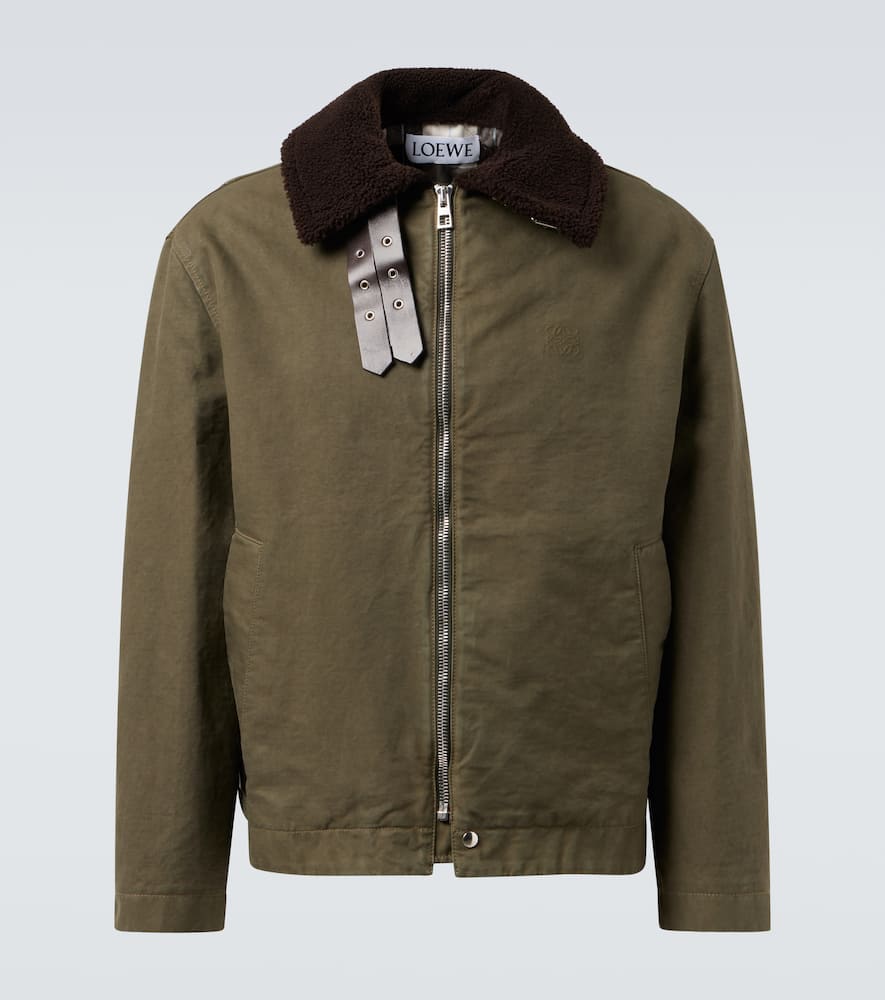 Loewe Shearling trimmed cotton twill jacket