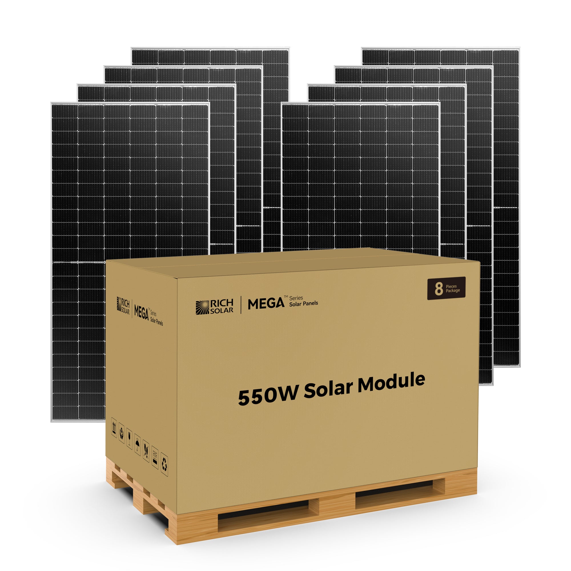 RICH SOLAR MEGA 550   550 Watt Bifacial Solar Panel   Premium Grid tie or Off grid Solar Panel for Residential, Commercial, Agriculture   25 Year Output Warranty   UL Certified