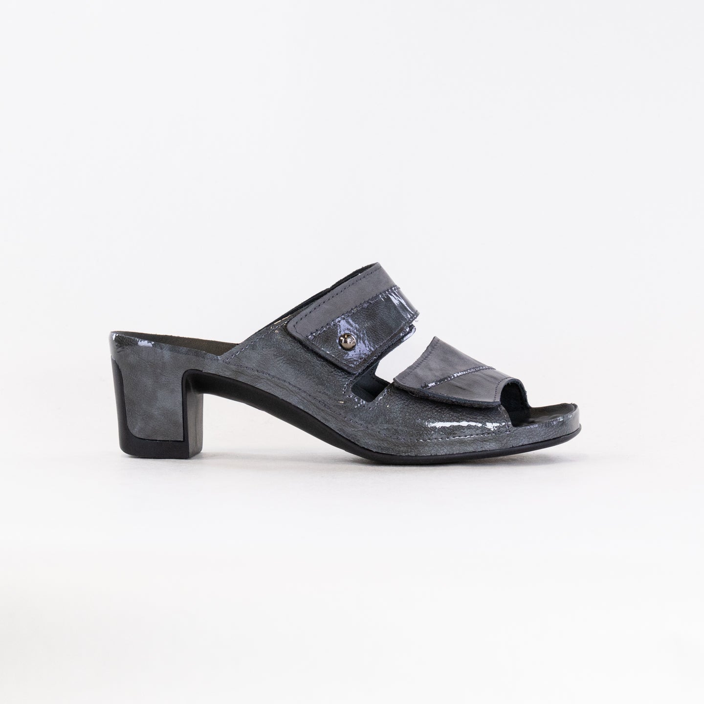 Vital Joy Mule Sandal (Women's)   Apache Grey Nubuck Patent Leather