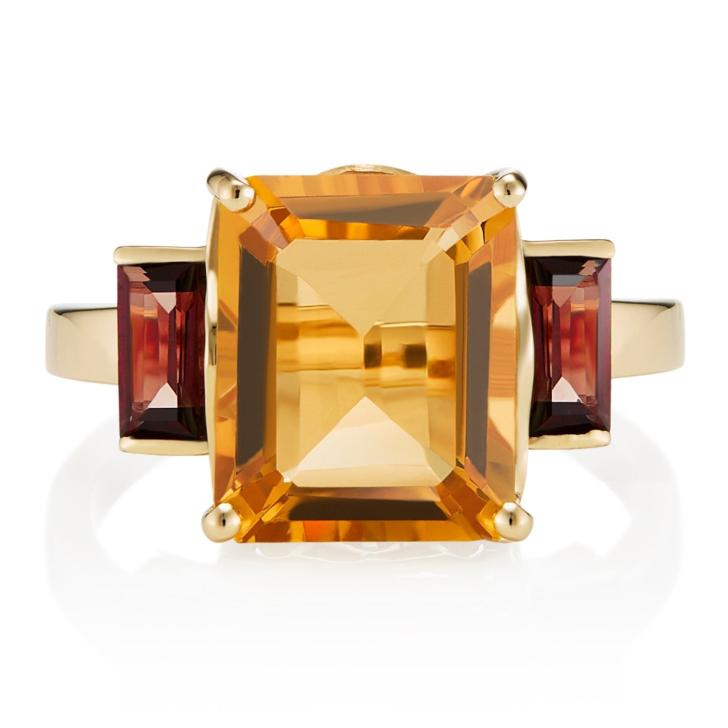 AUGUSTINE JEWELS Octagon Gold Ring in Garnet & Citrine