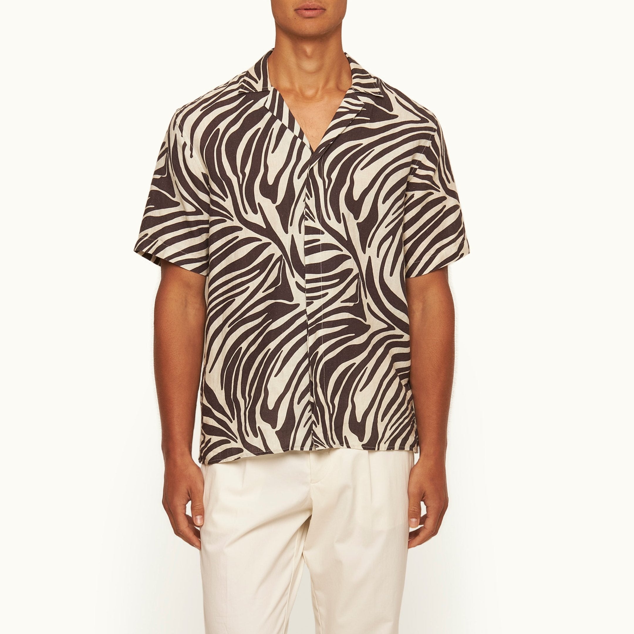 James Bond Zebra Linen Shirt   By Orlebar Brown