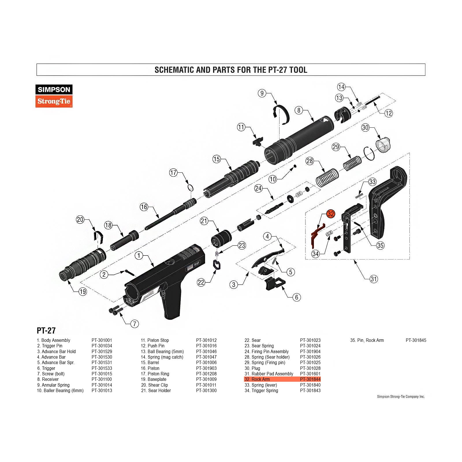 SIMPSON STRONG TIE Simpson PT 301844 Rock Arm for PT 27 Powder Actuated Nail Gun