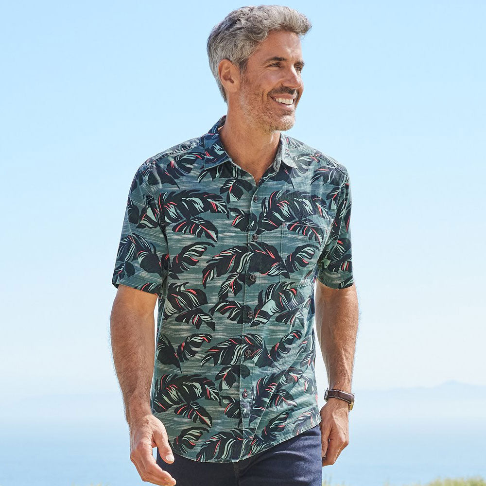 TOMMY BAHAMA MENS Tommy Bahama Tortola Verde Fronds Camp Shirt   Seven Seas