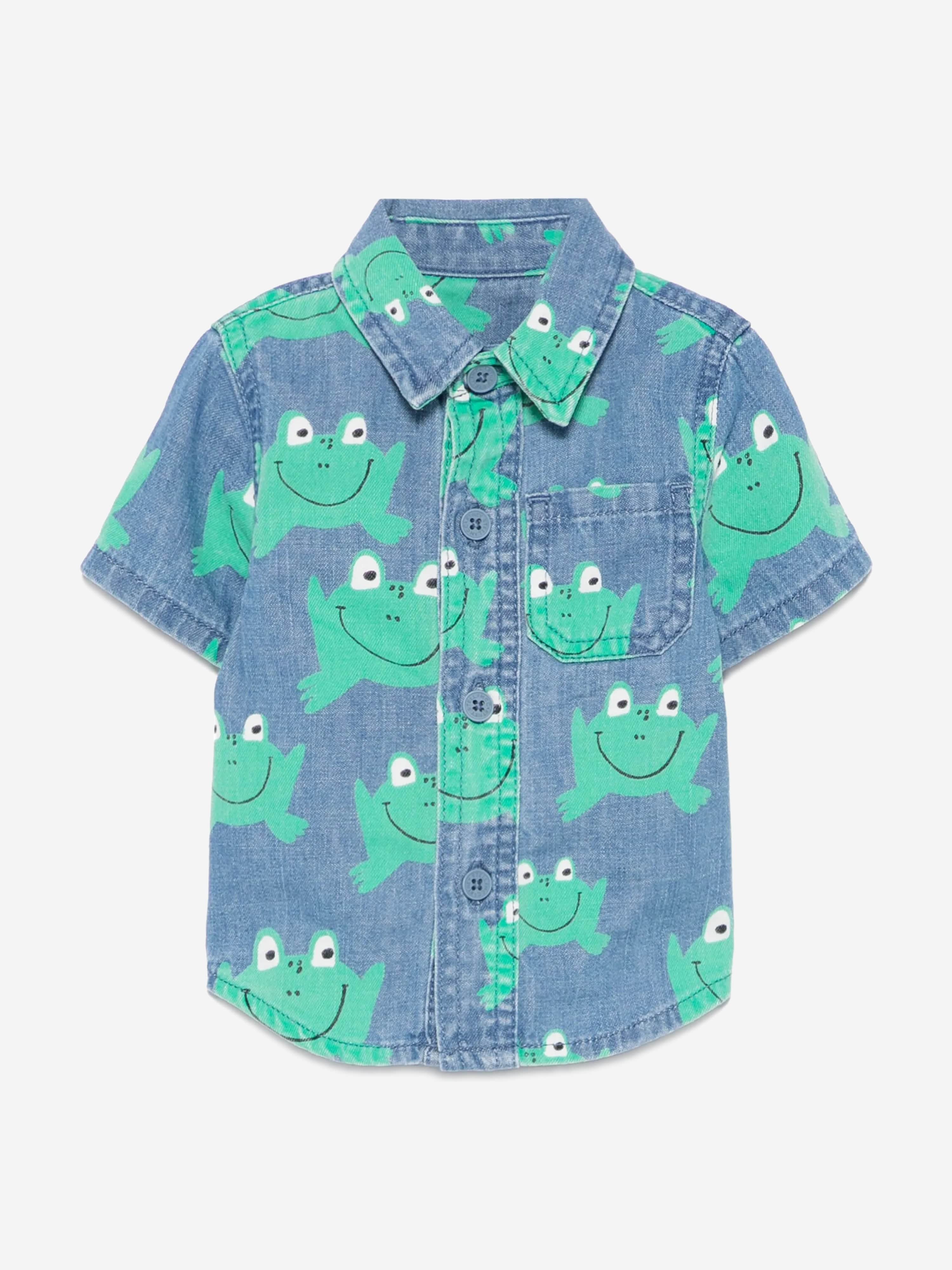 STELLA MCCARTNEY KIDS Baby Boys Denim Frog Shirt in Blue