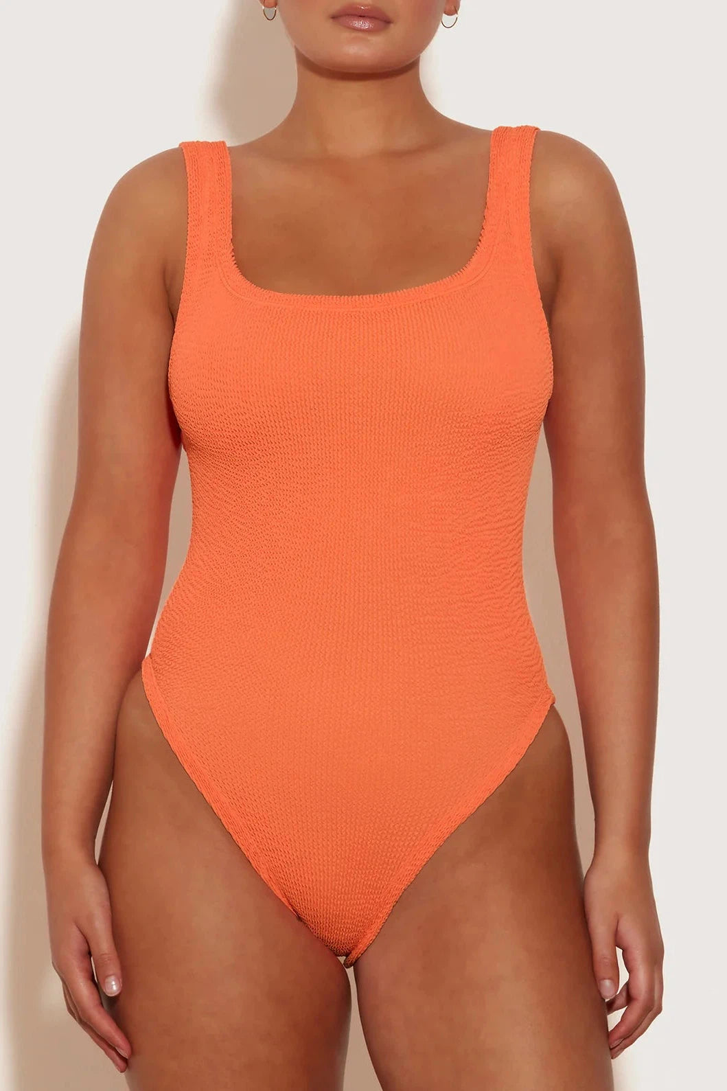 HUNZA G SQUARE NECK SWIM ONE PIECE IN ORANGE