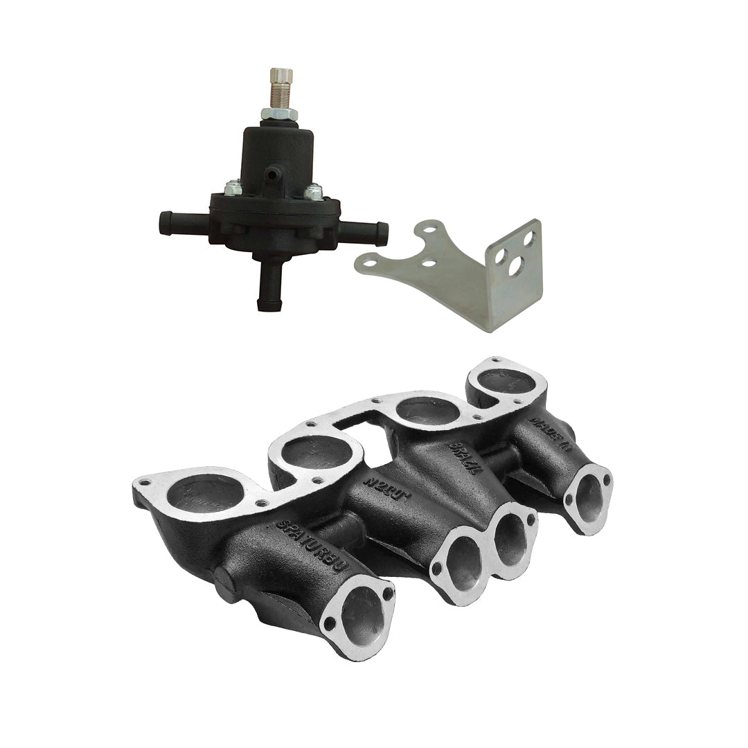 SPA TURBO USA VW MKI MKII GTI 1.8L 2.0L 8v SOHC dual downdraft intake manifold   Black + 0 30 PSI Fuel pressure regulator + Bracket