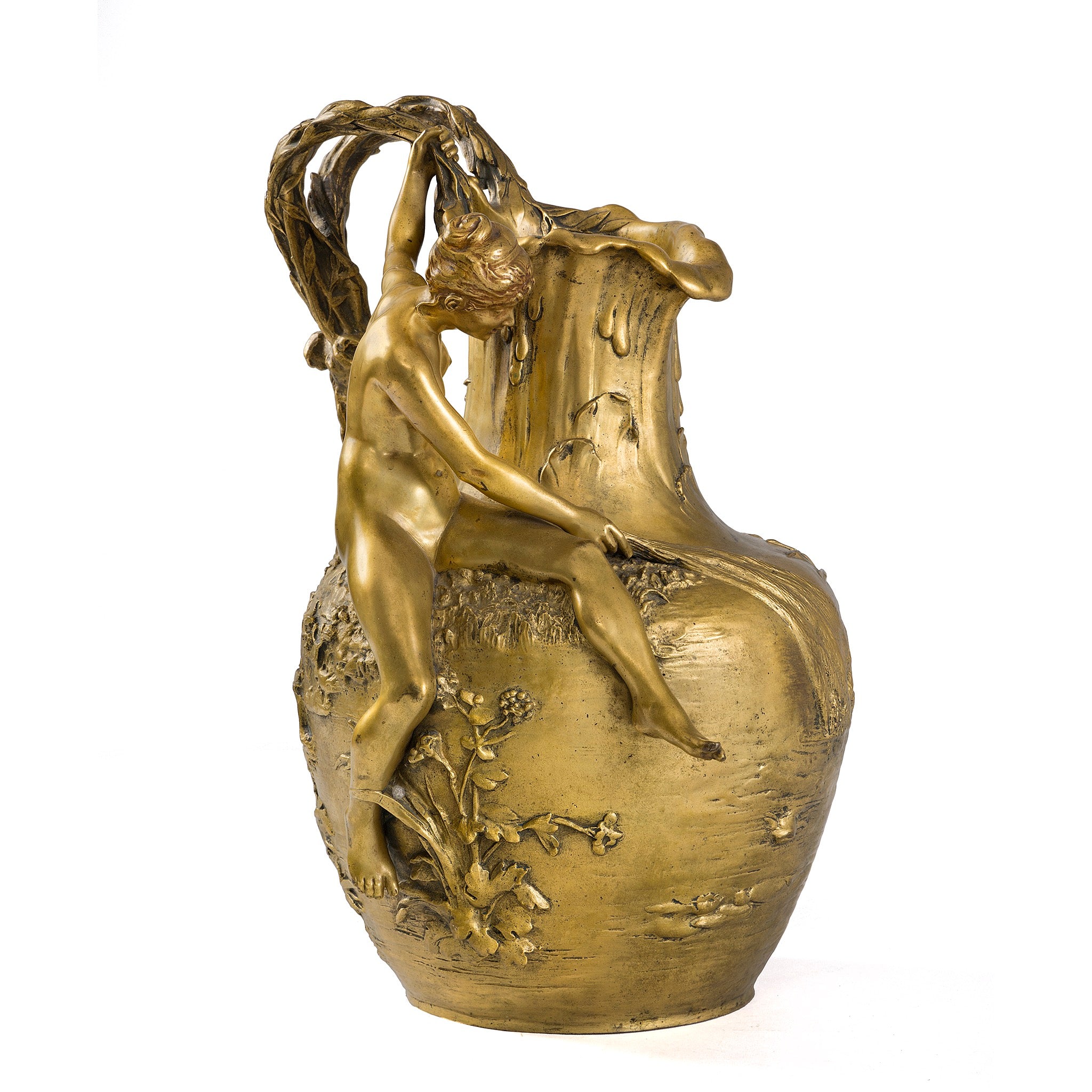 MACKLOWE GALLERY Alexandre Vibert "La Pêche Au Filet" Ormolu Ewer