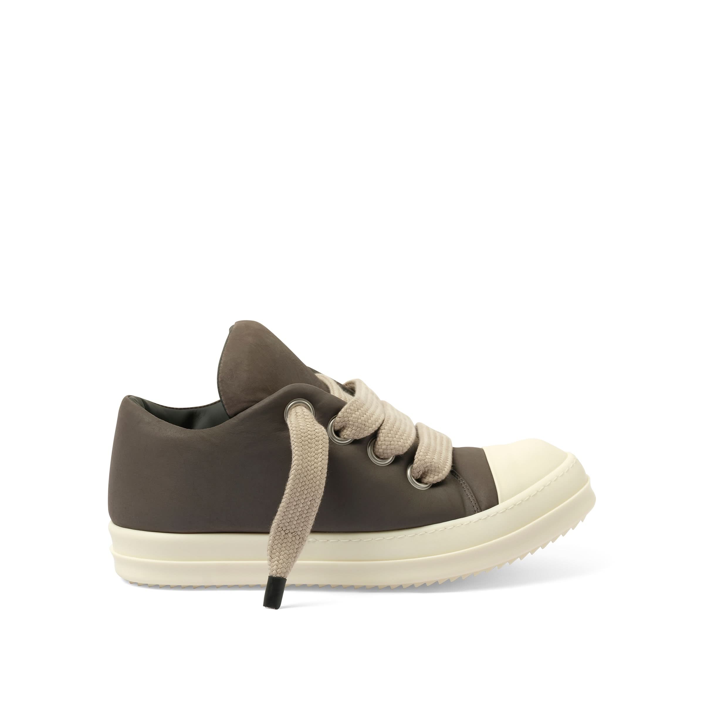RICK OWENS Jumbo Laced Padded Low Sneaks in Dark Dust Milk