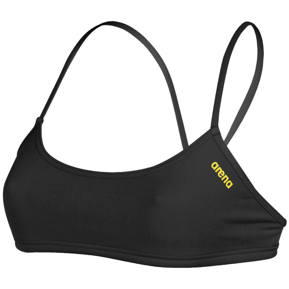 ARENA WOMEN'S BANDEAU PLAY BIKINI TOP   BLACK YELLOW STAR