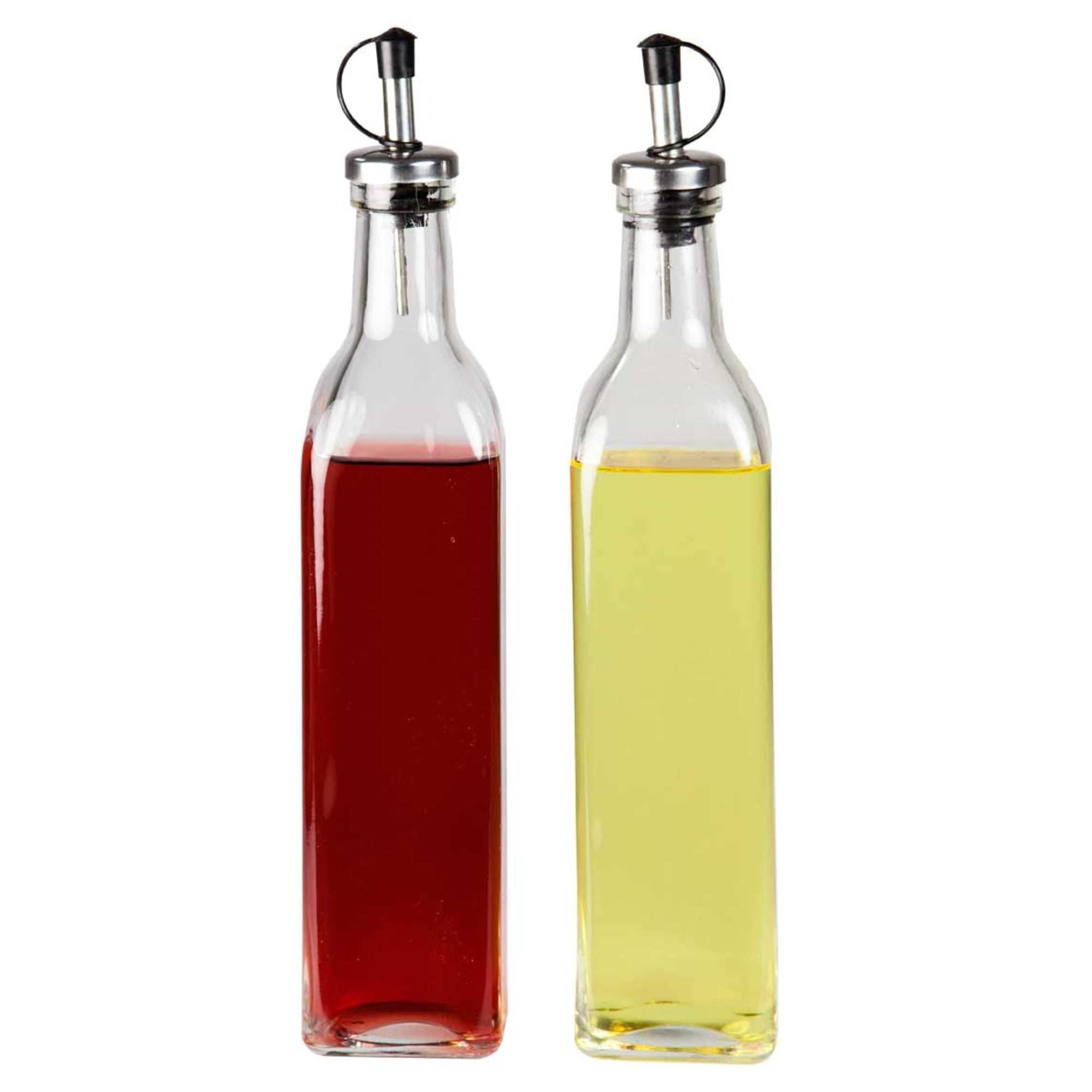 2186 Home Basics Leak Proof Easy Pour Oil and Vinegar Bottle (Set of 2) Clear