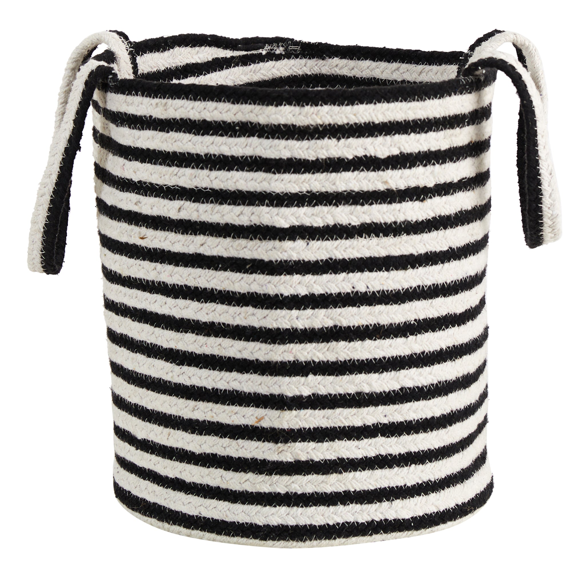 2736 13" Boho Chic Basket Handwoven Black and White Stripe