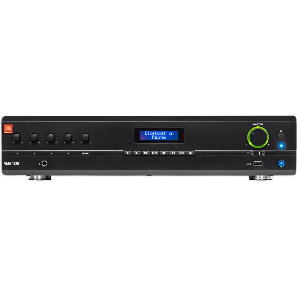 JBL VMA1120 Commercial/Restaurant 120W 70v Bluetooth Mixer/Amplifier, 5 Inputs