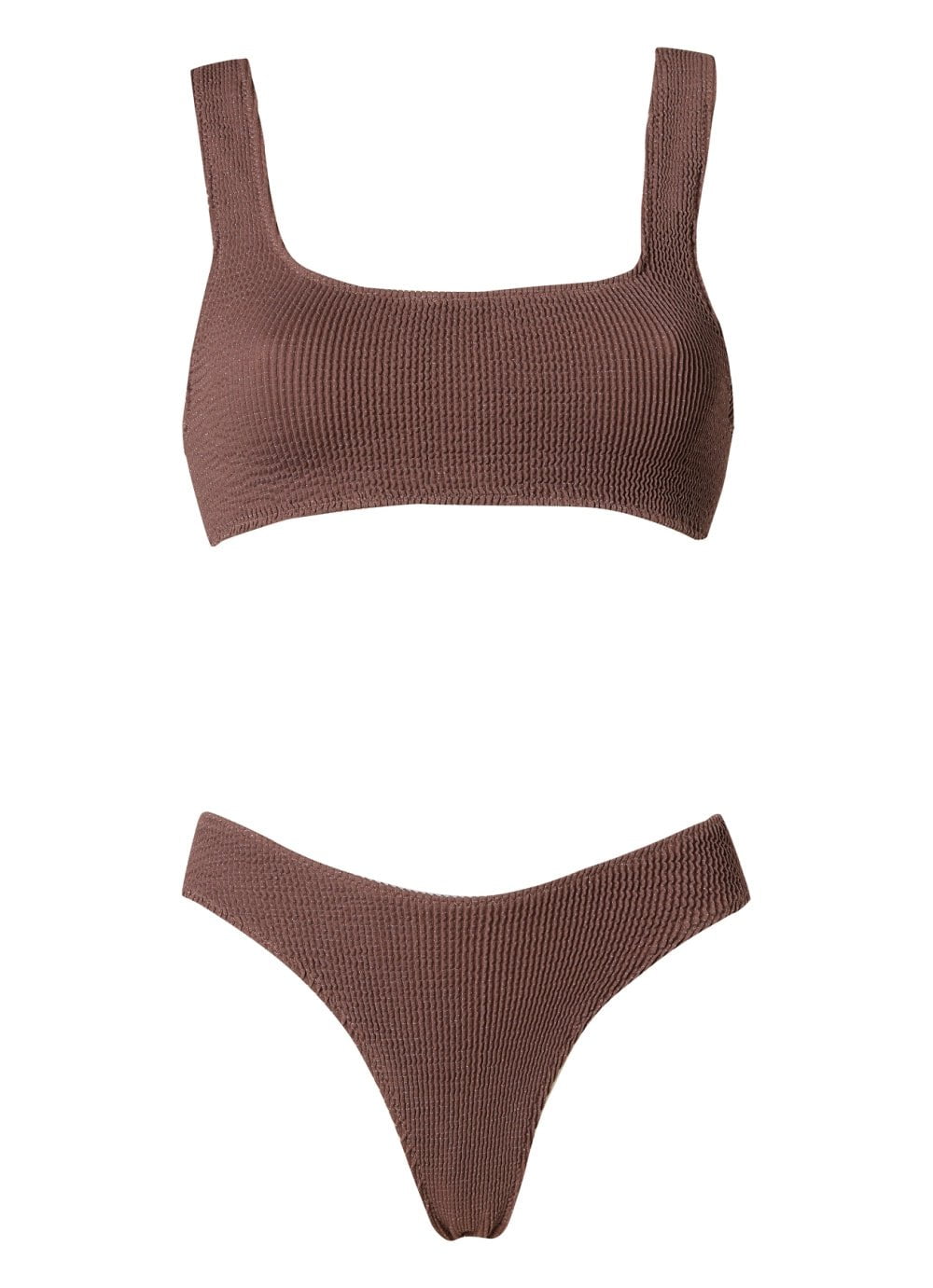STEFANIA FRANGISTA August Athletic Bikini Seersucker Brown