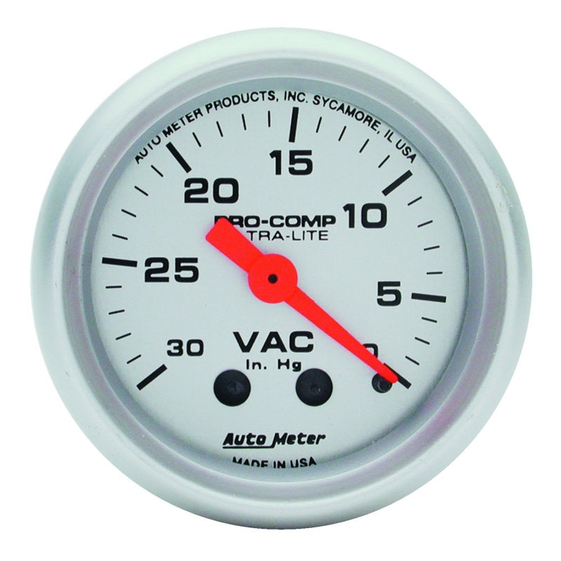 Autometer Ultra Lite 52mm Mechanical Vacuum Gauge 30INHG