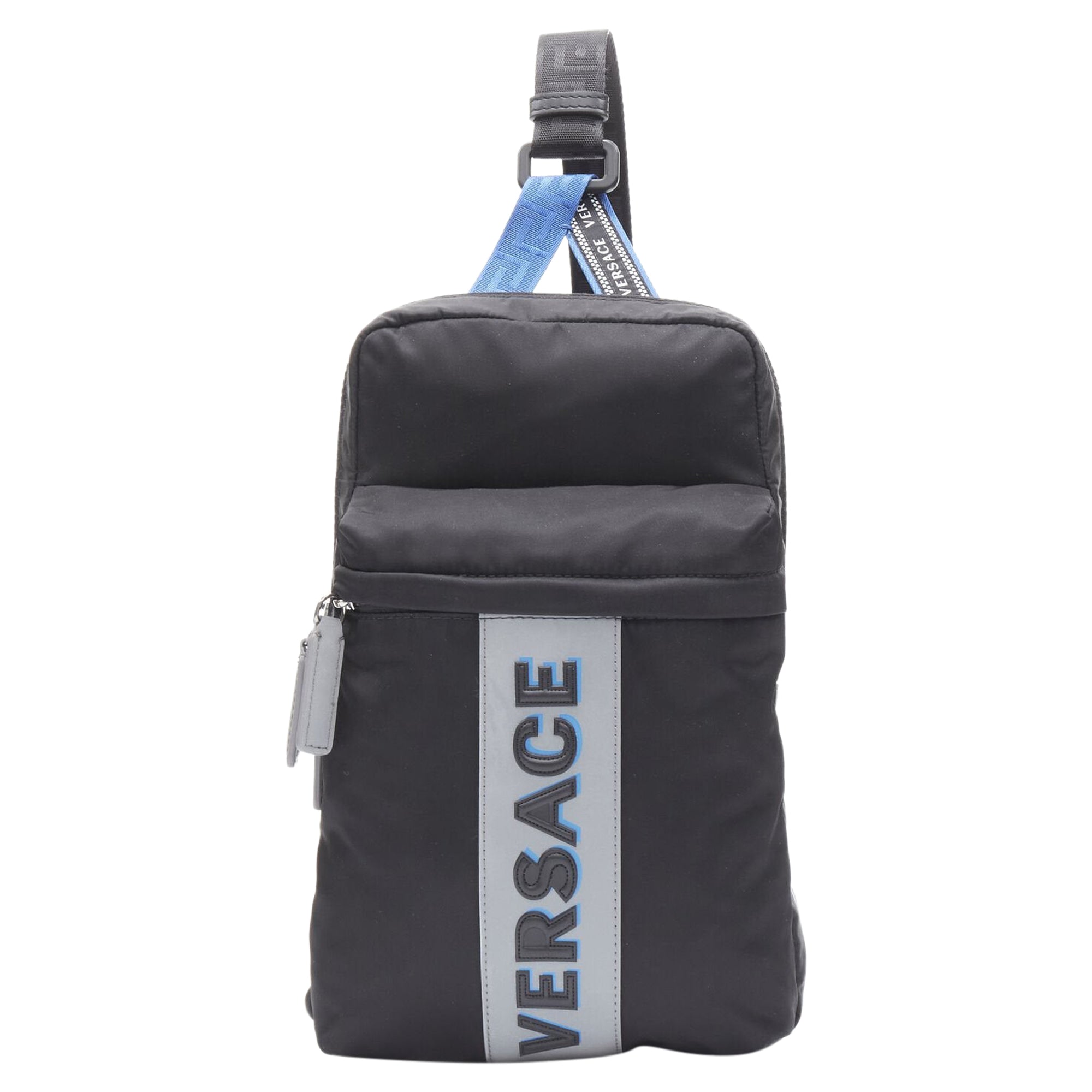 2604 Versace reflective logo nylon greca sports strap sling crossbody bag