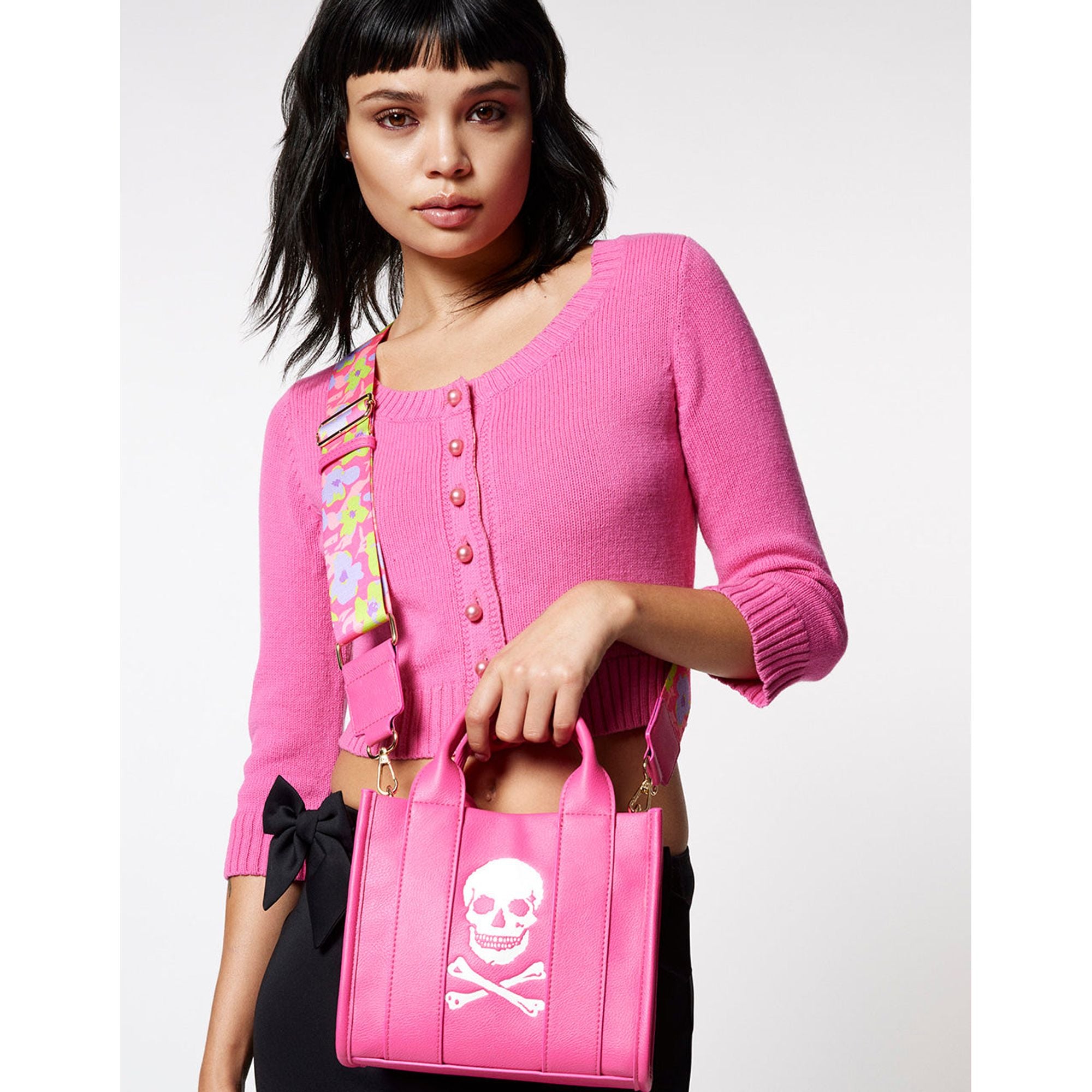 2672 Skully Deboss Mini Tote Pink