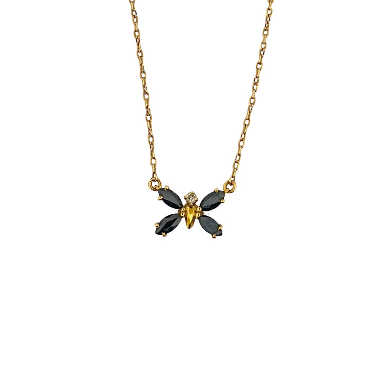CASTAFIORE Papillon necklace in yellow gold  sapphires and diamonds
