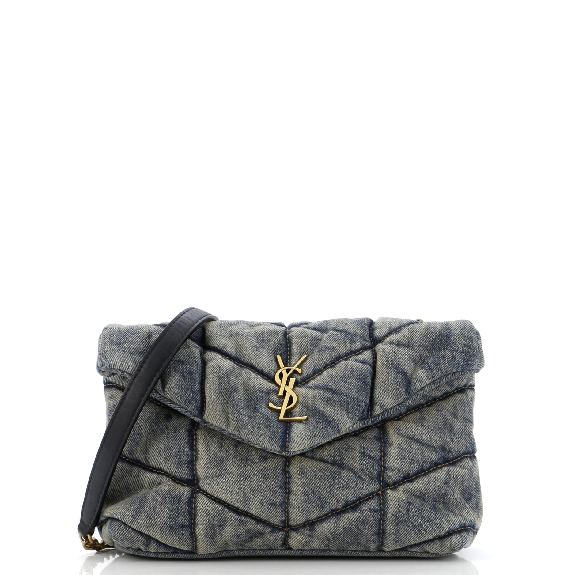 2860 Loulou Puffer Shoulder Bag Quilted Vintage Denim Mini