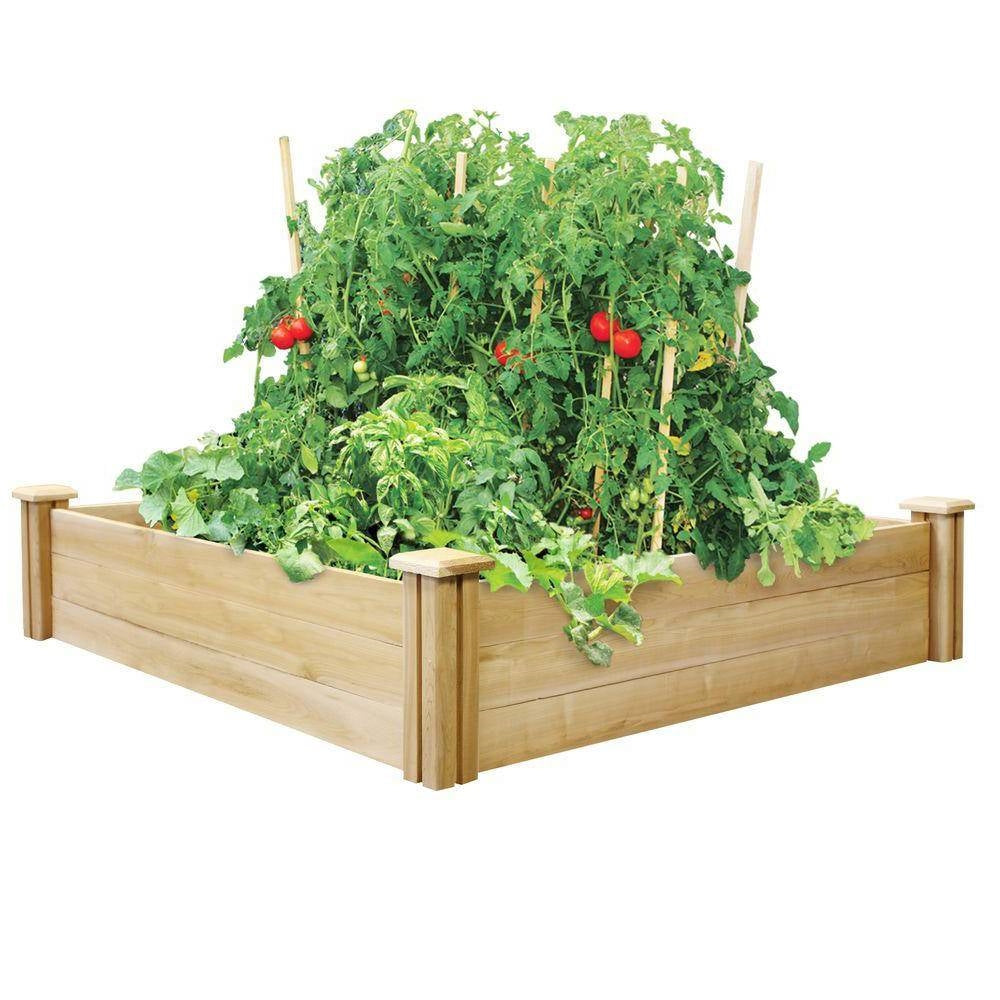 2736 4ft x 4ft Outdoor Cedar Wood Raised Garden Bed Planter Box   Made in USA