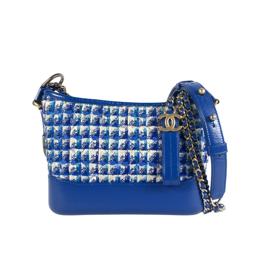 2821 Chanel Gabrielle Hobo Small Blue Tweed