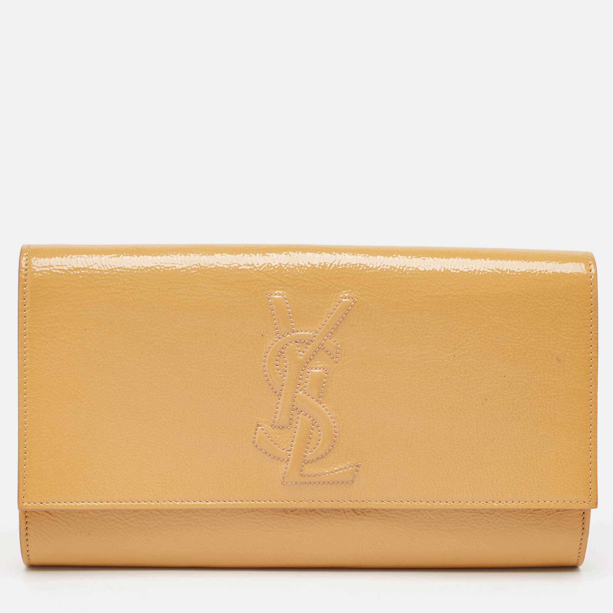 2613 Saint Laurent Beige Patent Leather Belle De Jour Clutch
