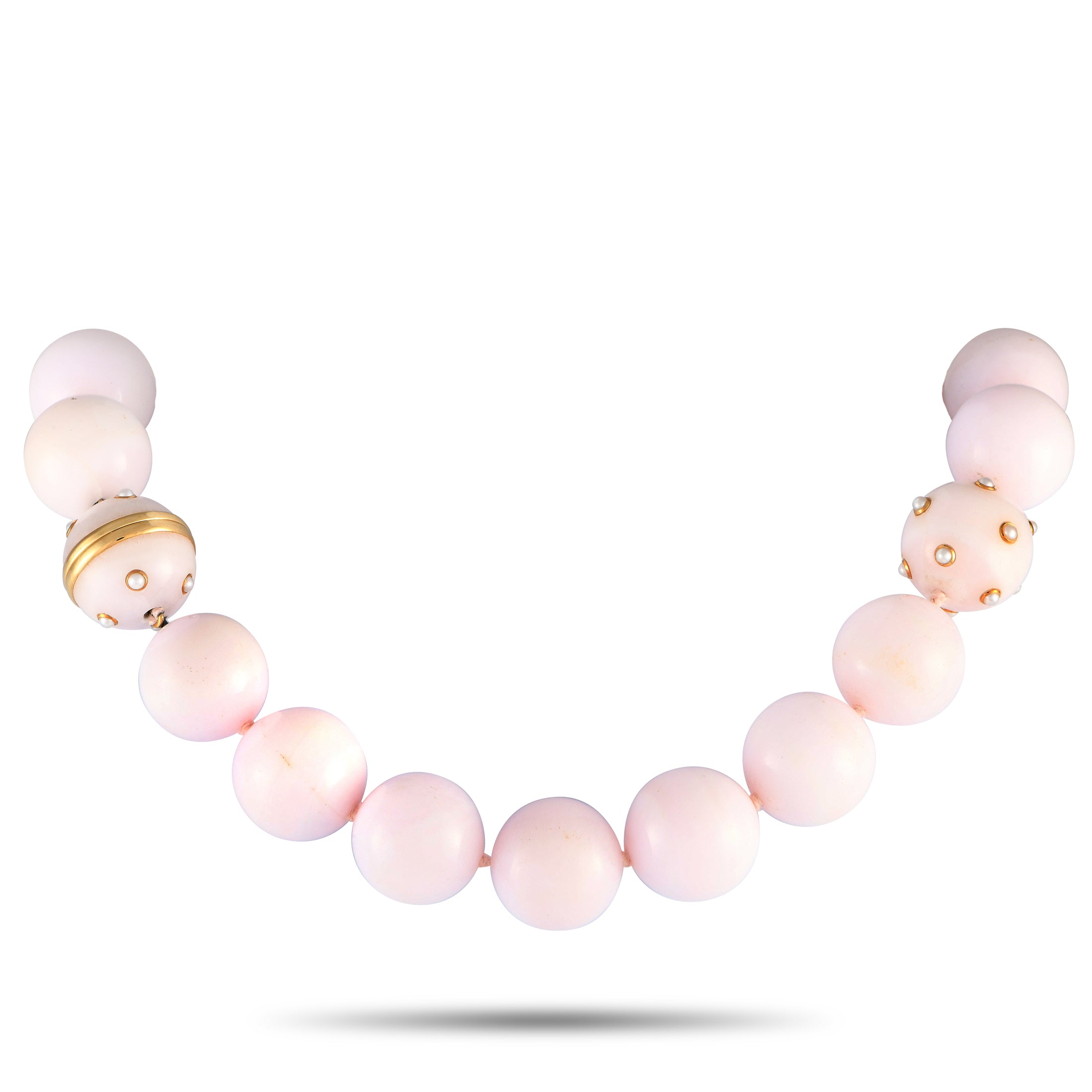 2269 VERDURA 18K Yellow Gold Rose Quartz and Pearl Necklace VD21 041924