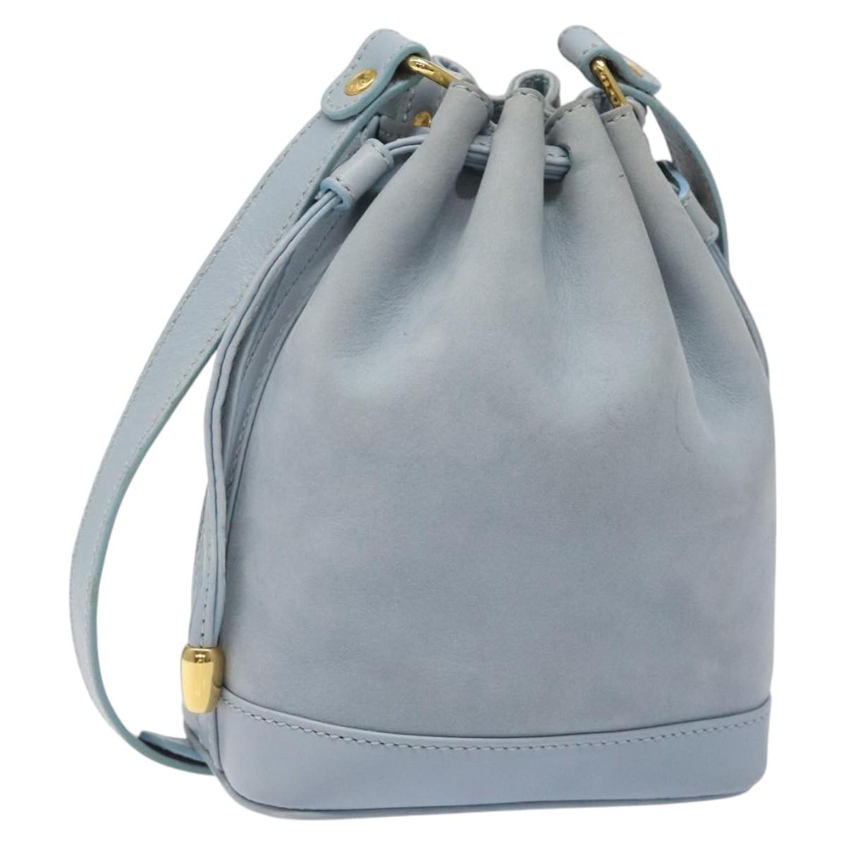 CELINE Shoulder Bag Suede Blue Auth EC961