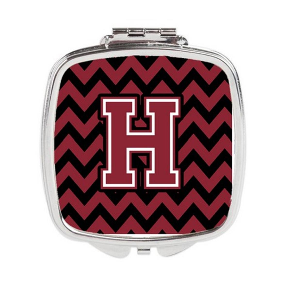2297 Carolines Treasures CJ1052 HSCM Letter H Chevron Garnet & Black Compact Mirror