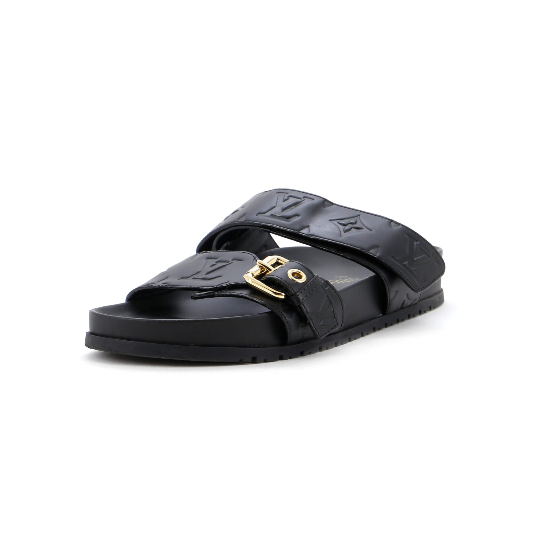 2860 Women's Bom Dia Flat Mules Monogram Embossed Leather