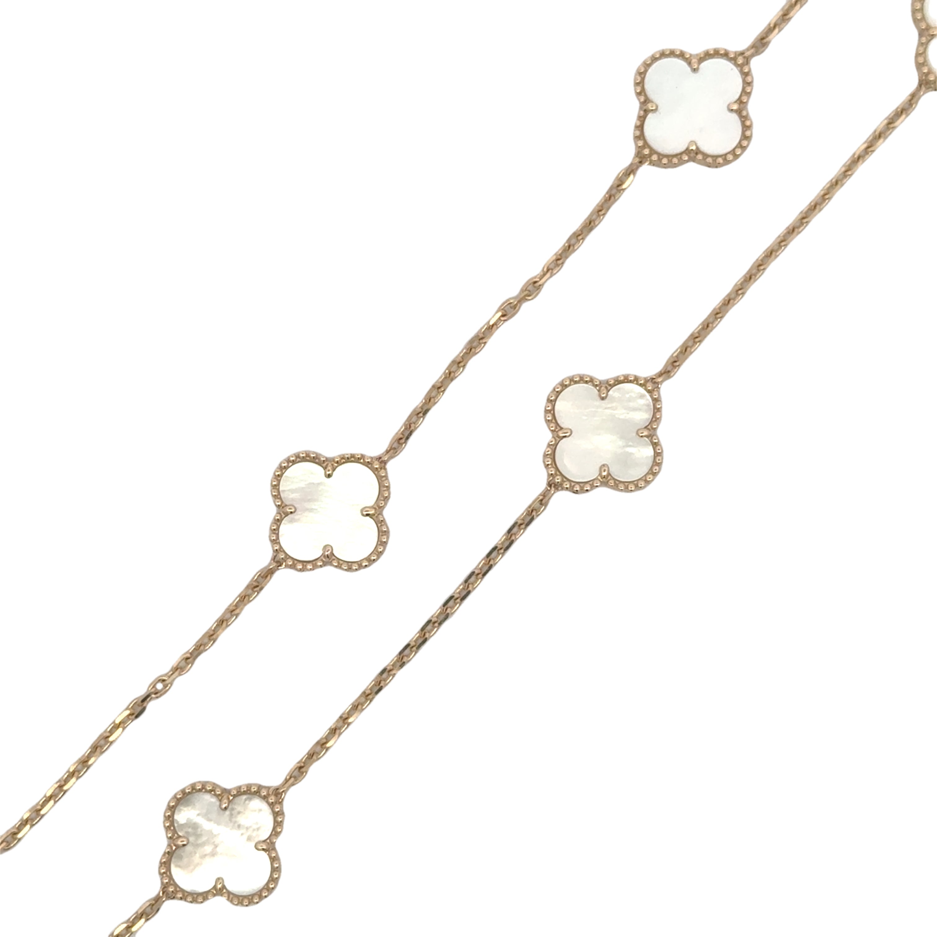 HEERA MOTI INC. Mother of Pearl Clover Necklace 16"