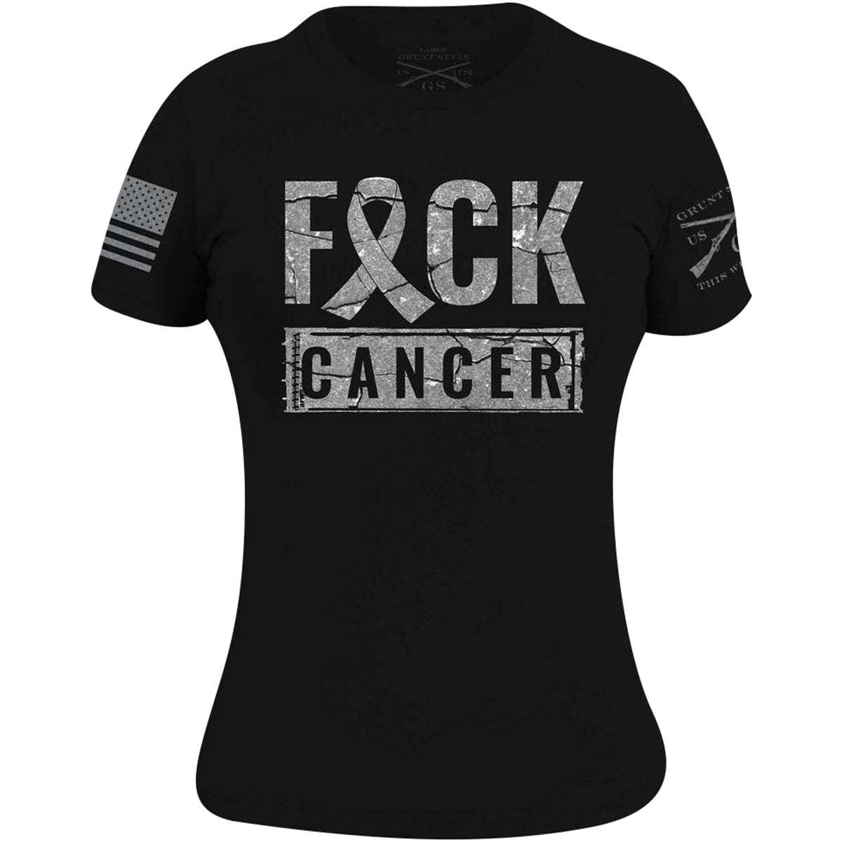 Grunt Style Women's F*ck Cancer Throwback T Shirt   Black
