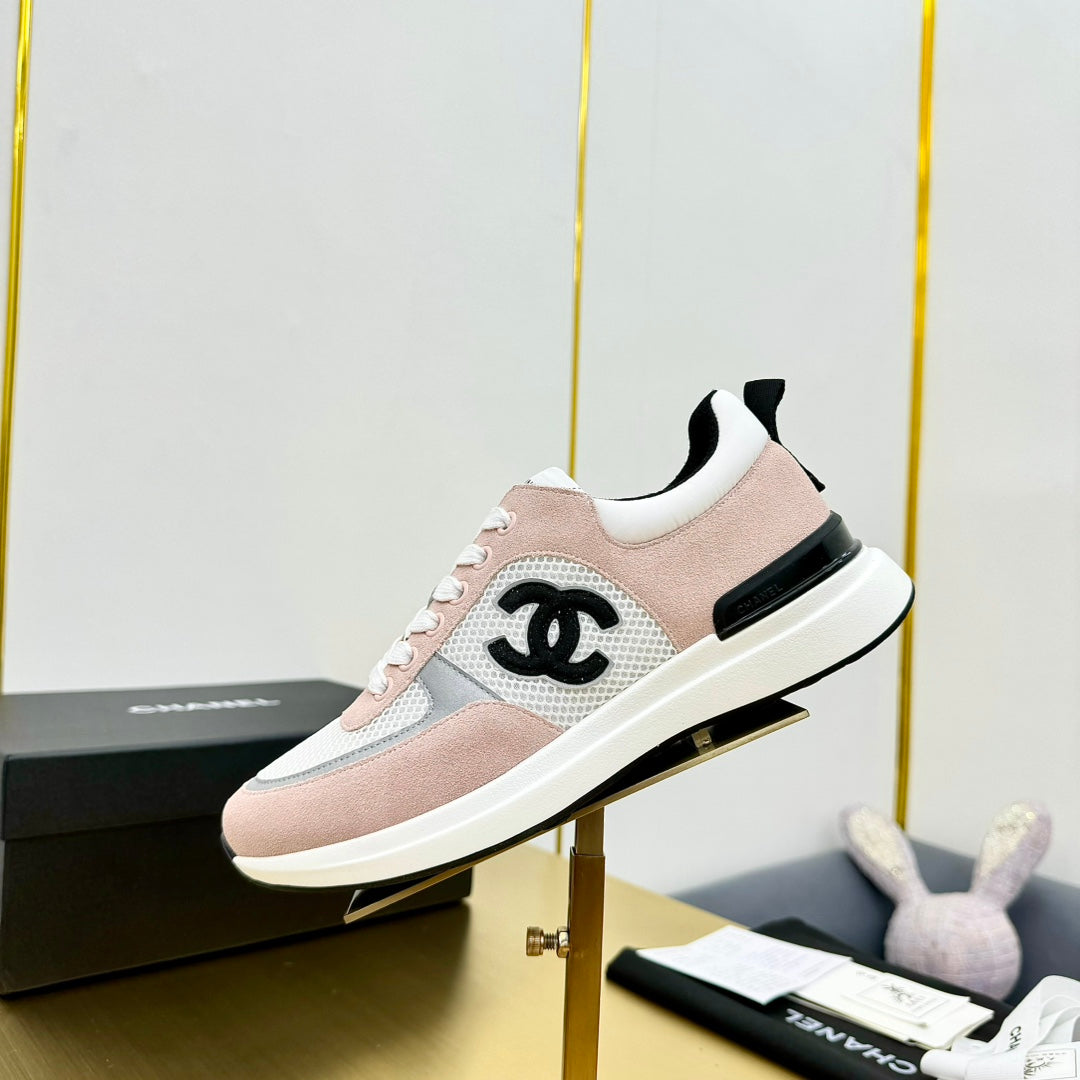 CHANEL SHOE CLASSIC TRAINER IN LIGHT PINK MERCERIZED VELVET