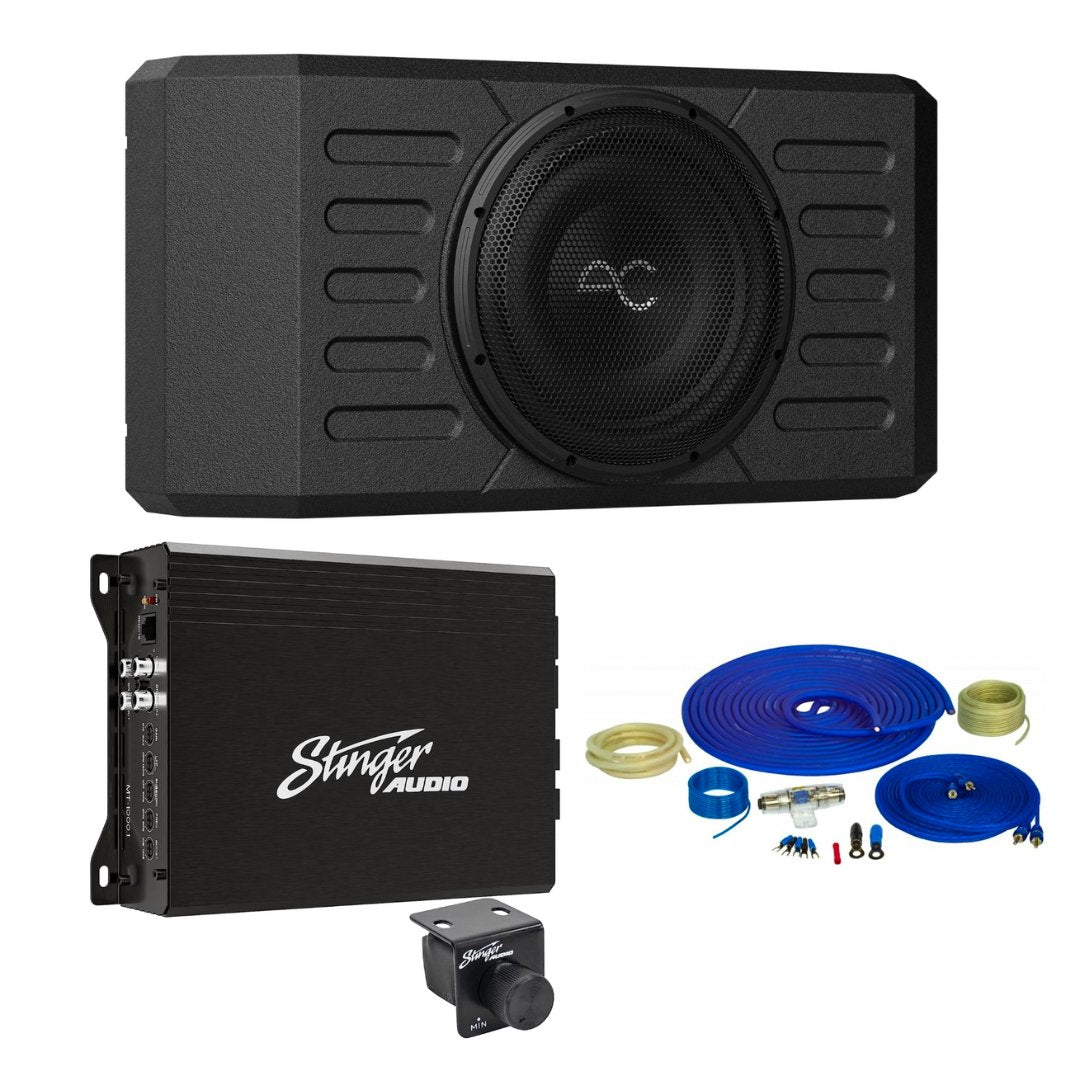 STINGER AudioControl Jeep Wrangler JK/JL 400 Watt (RMS) Swing Gate Loaded Subwoofer Enclosure with Amplifier & Complete Wiring Kit