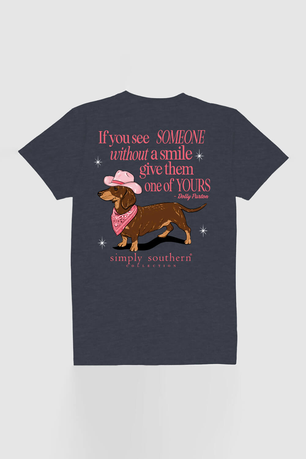 Simply Southern Plus Size Dachshund Smile T Shirt for Women in Heather Navy   EXT SS SMILE HTHRNVY