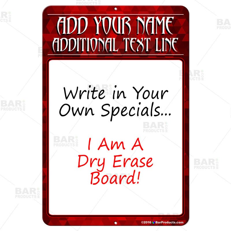 BARPRODUCTS Dry Erase Specials Sign   ADD YOUR NAME   Red Abstract Template