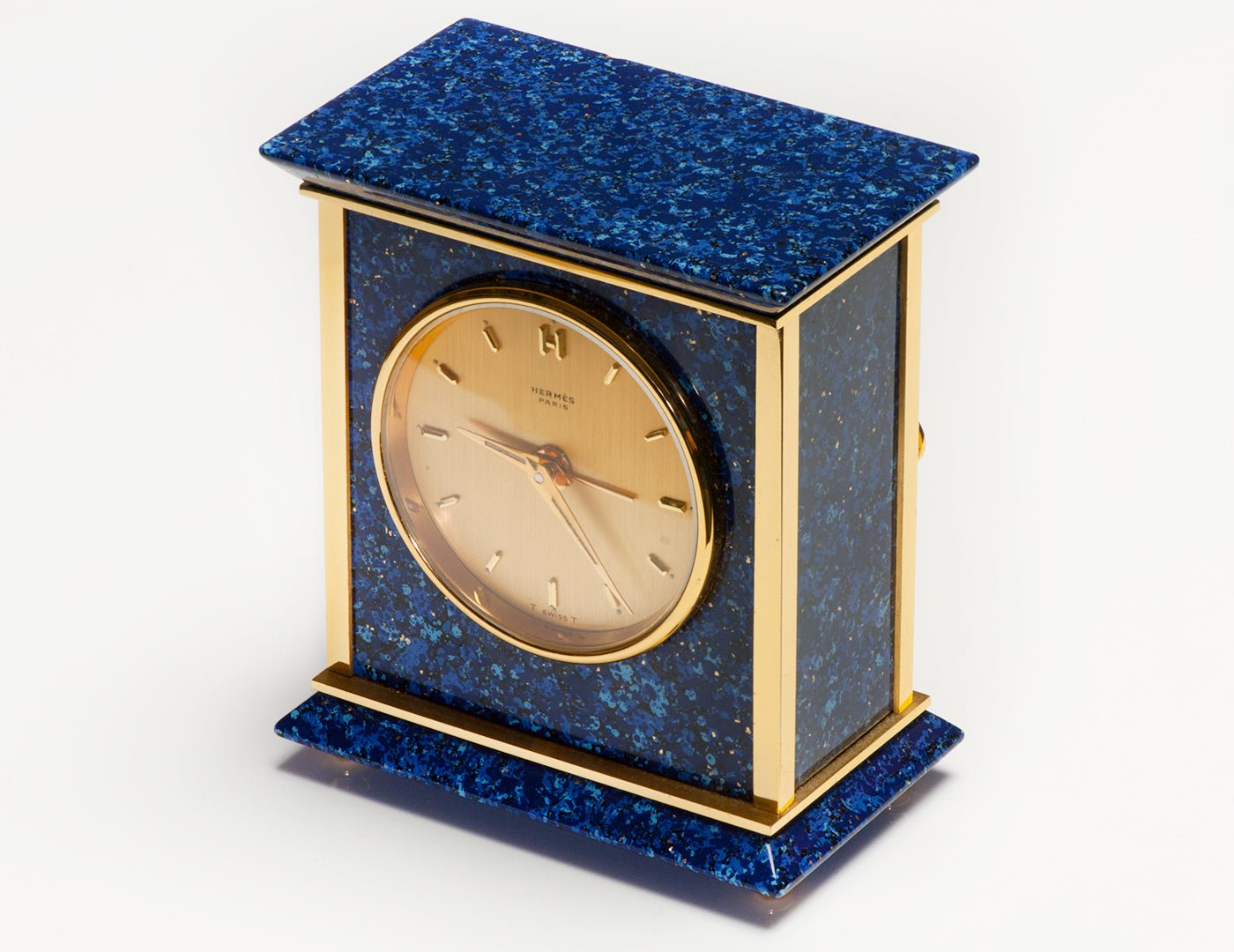 DSF ANTIQUE JEWELRY Vintage Hermes Blue Lacquer Clock ?